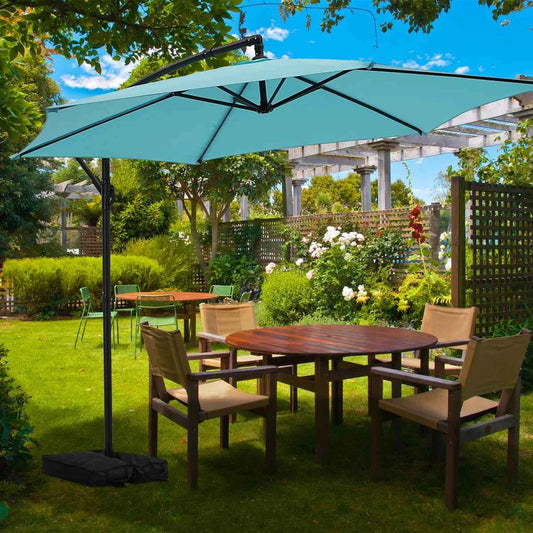 10 Ft. Offset Patio Hanging Umbrella – Steel Ribs Outdoor Garden & Deck Shade