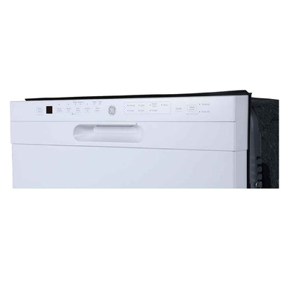 GE 24-Inch Built-In Dishwasher with Front Controls & Stainless Steel Tall Tub – White