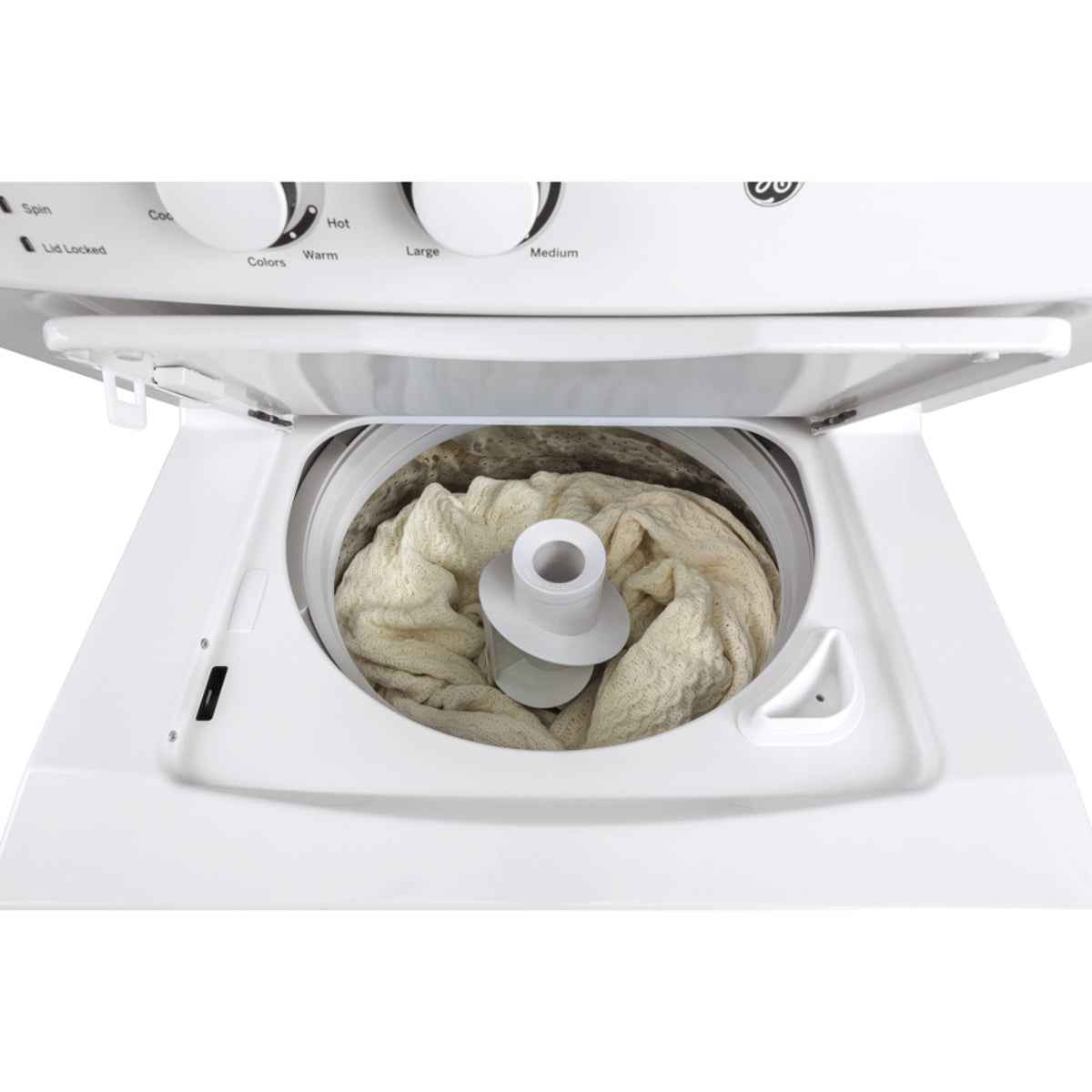 GE® Electric Unitized Spacemaker® Washer & Dryer – 4.4 Cu. Ft. Washer / 5.9 Cu. Ft. Dryer White