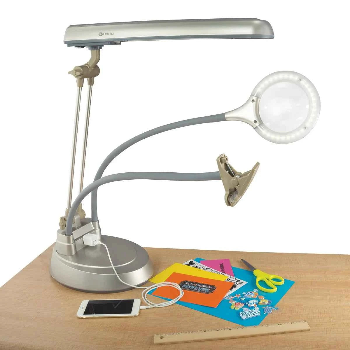 OttLite 24W Ultimate 3-in-1 Craft Lamp with Magnifier & Flexible Arm