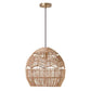15.5" Ames Metal & Woven Hemp Rope Hanging Pendant Light – Rustic Brown Ceiling Fixture