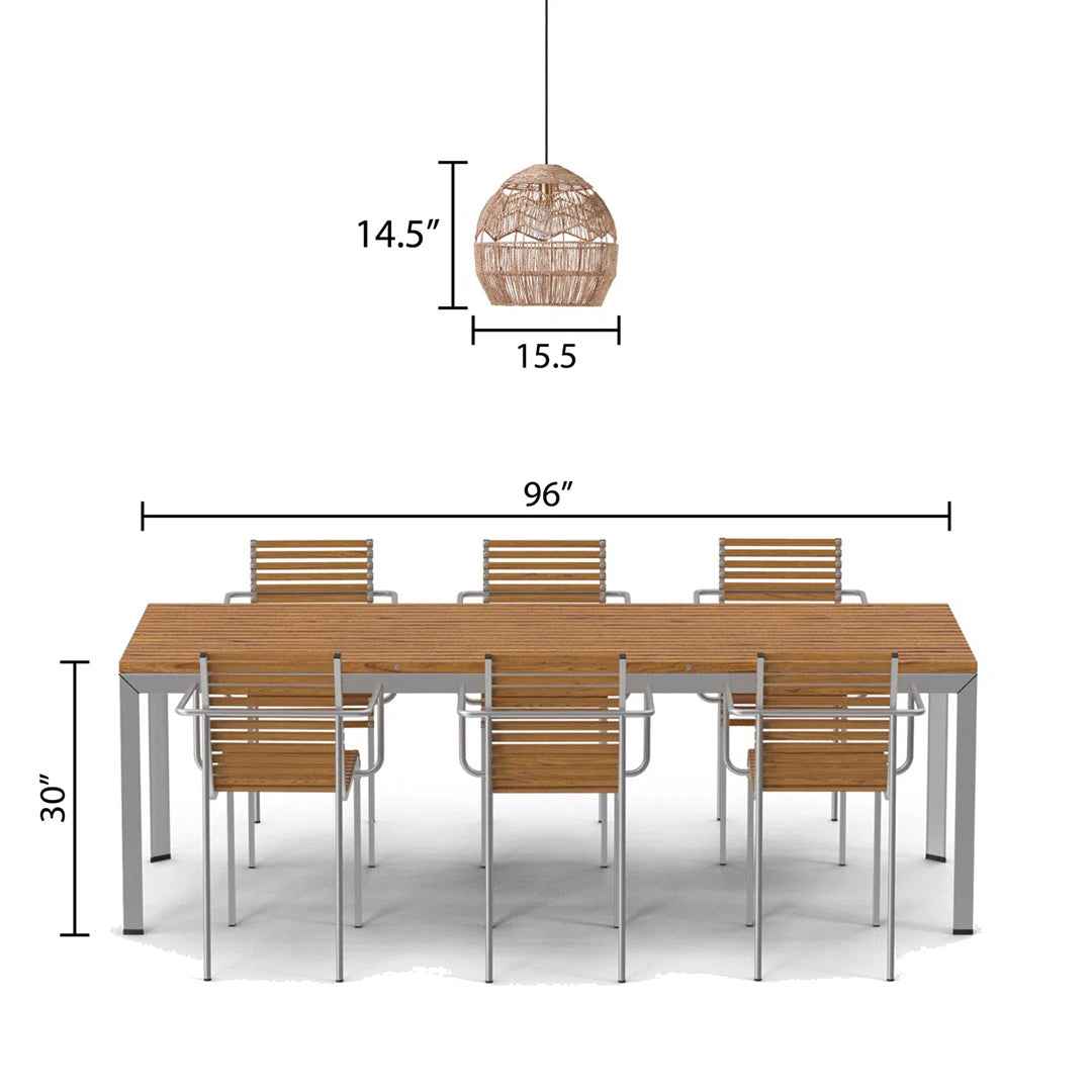 15.5" Ames Metal & Woven Hemp Rope Hanging Pendant Light – Rustic Brown Ceiling Fixture