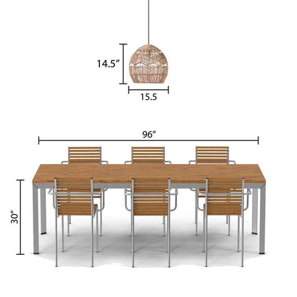15.5" Ames Metal & Woven Hemp Rope Hanging Pendant Light – Rustic Brown Ceiling Fixture