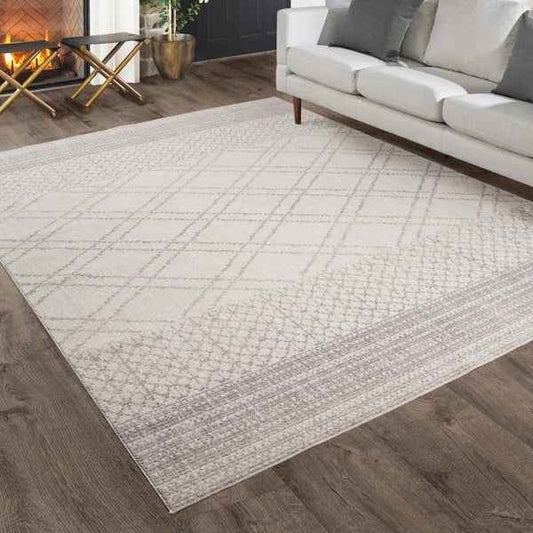Oraya Ajene Ivory 6'6" x 9' Area Rug – Elegant Neutral Rug for Living Room, Dining Room & Bedroom