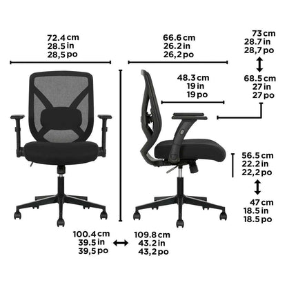 True Innovations Black Mesh Chair with Flip-Back Arms – Ergonomic Office Seating