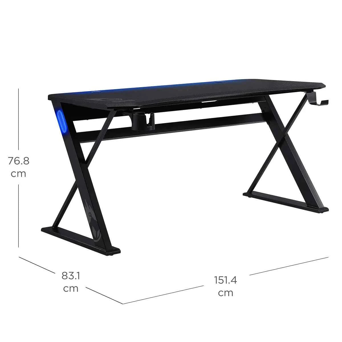 Radius 151.4 cm (59.6 in.) Gaming Desk – Ergonomic Gaming Workstation with Storage