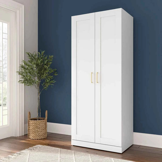 Bush Furniture Hampton Heights Tall Storage Cabinet with Doors & Shelves – Modern Pantry & Organizer