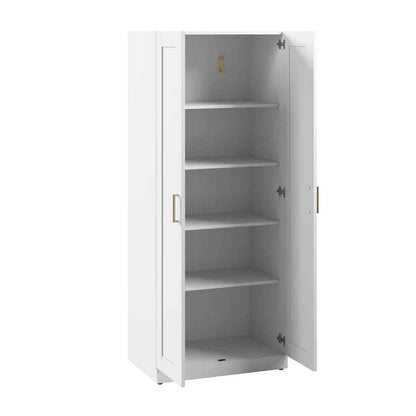 Bush Furniture Hampton Heights Tall Storage Cabinet with Doors & Shelves – Modern Pantry & Organizer