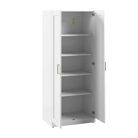 Bush Furniture Hampton Heights Tall Storage Cabinet with Doors & Shelves – Modern Pantry & Organizer