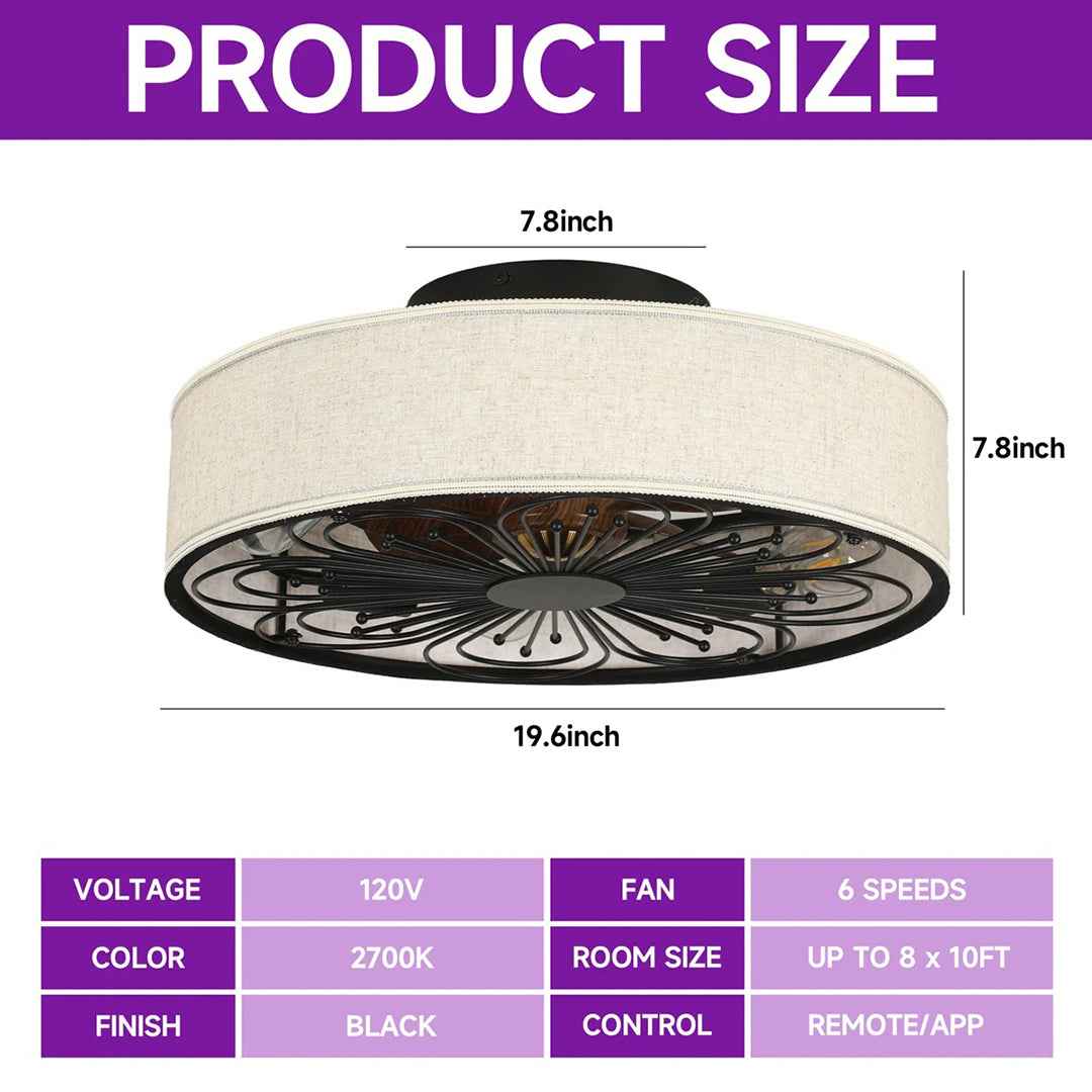 19.6” Ceiling Fan with Light Kit & Remote Control – Modern Compact Indoor Ceiling Fan
