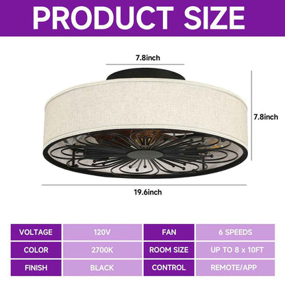 19.6” Ceiling Fan with Light Kit & Remote Control – Modern Compact Indoor Ceiling Fan