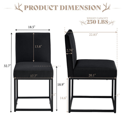Dining Chairs – Set of 6 Modern Linen Kitchen Chairs with Sturdy Metal Frame