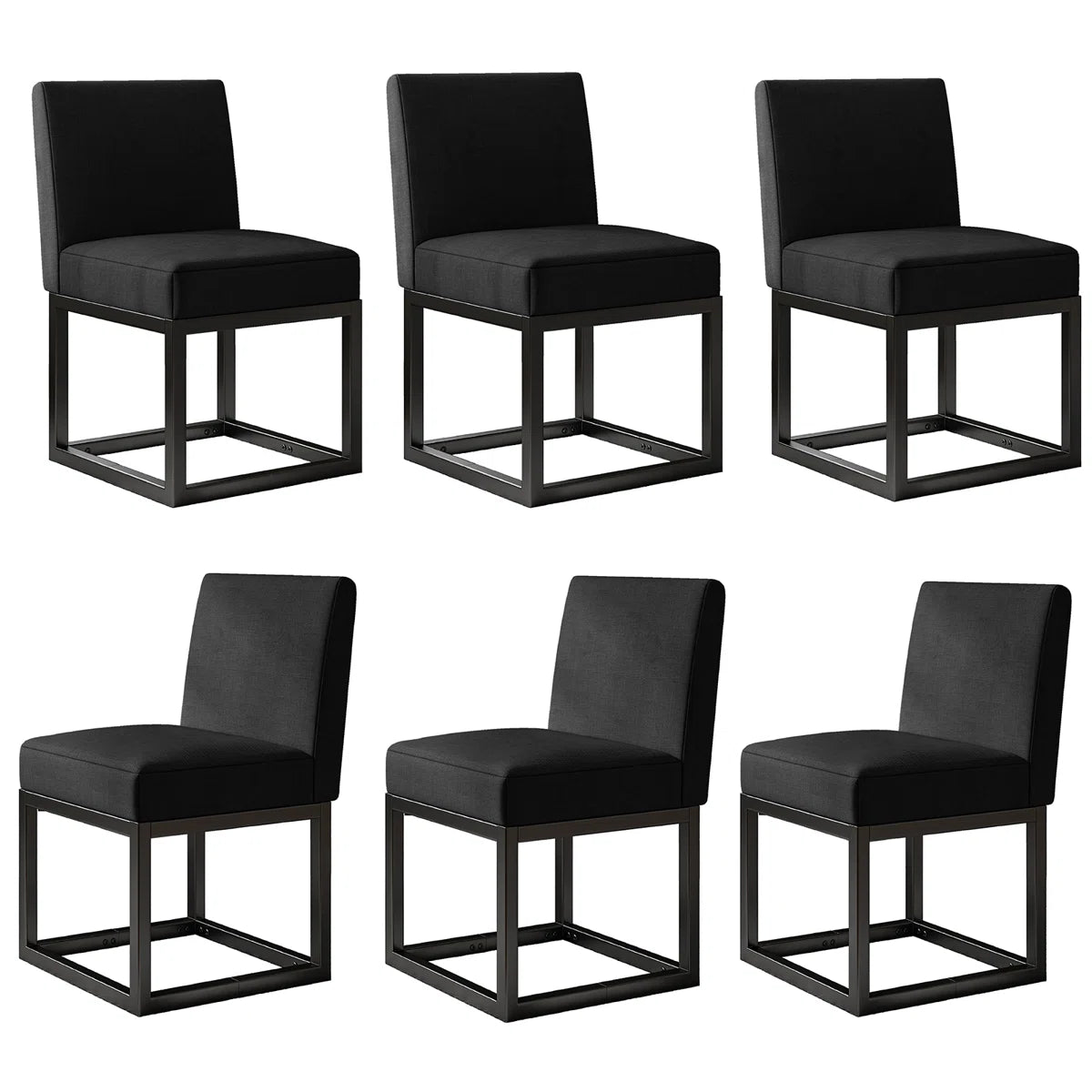 Dining Chairs – Set of 6 Modern Linen Kitchen Chairs with Sturdy Metal Frame