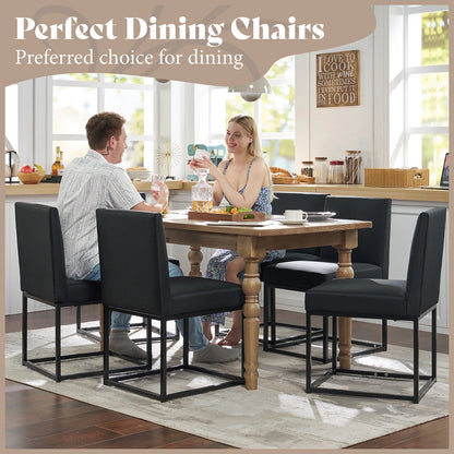Dining Chairs – Set of 6 Modern Linen Kitchen Chairs with Sturdy Metal Frame