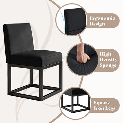 Dining Chairs – Set of 6 Modern Linen Kitchen Chairs with Sturdy Metal Frame