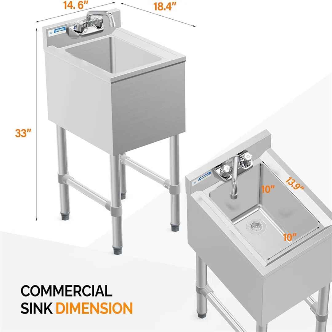 1 Compartment 304 Stainless Steel Bar Sink – Durable & Easy-to-Clean Kitchen Accessory