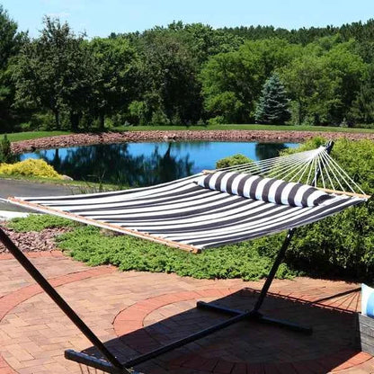 2-Person Quilted Polyester Spreader Bar Hammock – Comfortable & Durable Outdoor Relaxation