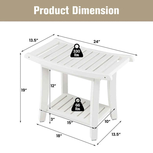 24" Wide HDPE Shower Bench – Waterproof Bath & Spa Seat