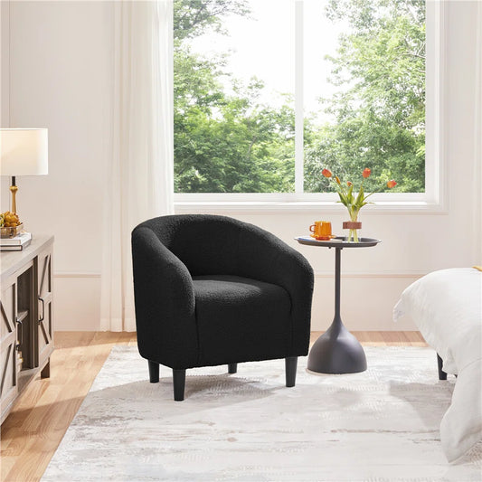 27" Wide Upholstered Solid Wood Barrel Accent Club Chair – Stylish & Comfortable Seating