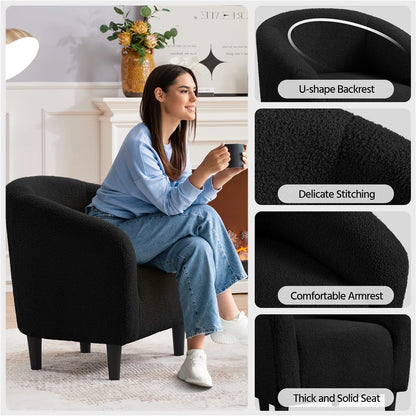 27" Wide Upholstered Solid Wood Barrel Accent Club Chair – Stylish & Comfortable Seating