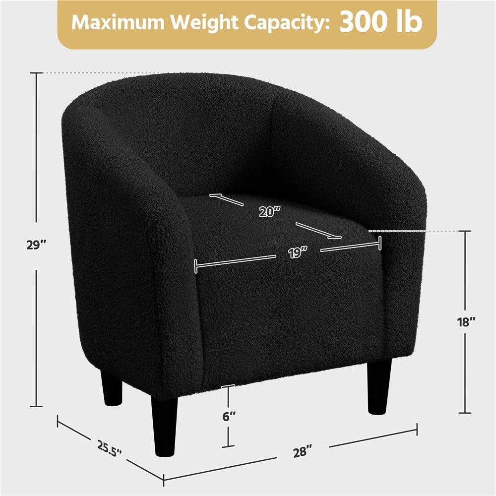 27" Wide Upholstered Solid Wood Barrel Accent Club Chair – Stylish & Comfortable Seating