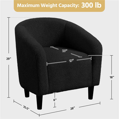 27" Wide Upholstered Solid Wood Barrel Accent Club Chair – Stylish & Comfortable Seating