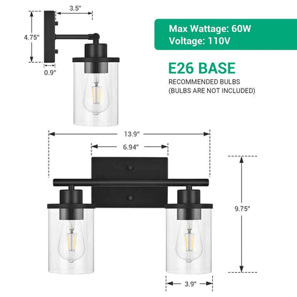 2-Light Dimmable Vanity Light – Adjustable Brightness for Bathroom & Dressing Area