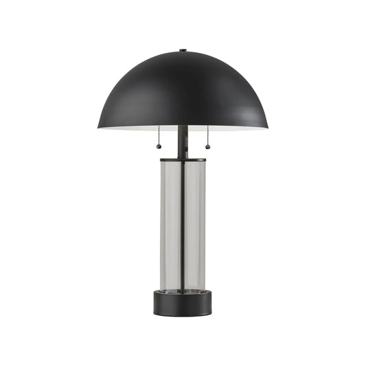 Troy Table Lamp – Black & Clear Glass Modern Accent Lighting