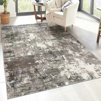 KARMA Jiana Grey 6'6" x 9' Area Rug – Contemporary Grey Modern Rug for Living Room & Bedroom