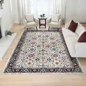 KARMA Roshni Grey 7'10" x 10' Area Rug – Modern Elegant Floor Décor for Living Room & Bedroom