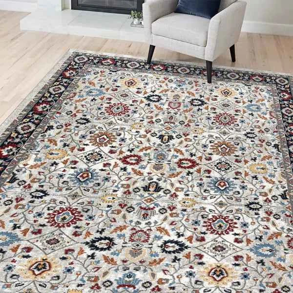 KARMA Roshni Grey 7'10" x 10' Area Rug – Modern Elegant Floor Décor for Living Room & Bedroom