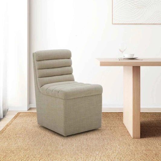 Aiden & Ivy Fabric Armless Dining Chair with Casters – Modern Rolling Accent Chair