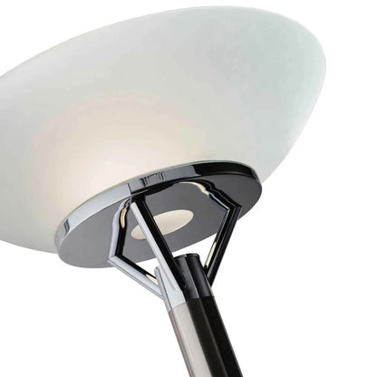 Expo Floor Lamp – Brushed Steel with Frosted Glass Shade (71.5 in.)