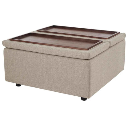 Aiden & Ivy Fabric Storage Ottoman – Modern Upholstered Footrest with Hidden Storage