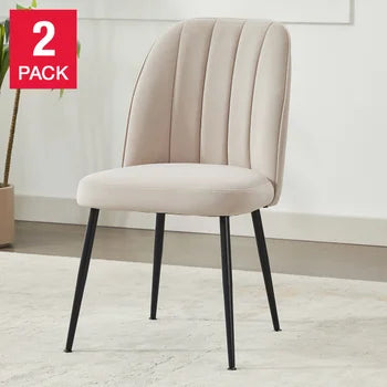 Wulin Fabric Dining Chair, 2-Pack Beige– Modern Upholstered Seating for Dining Room