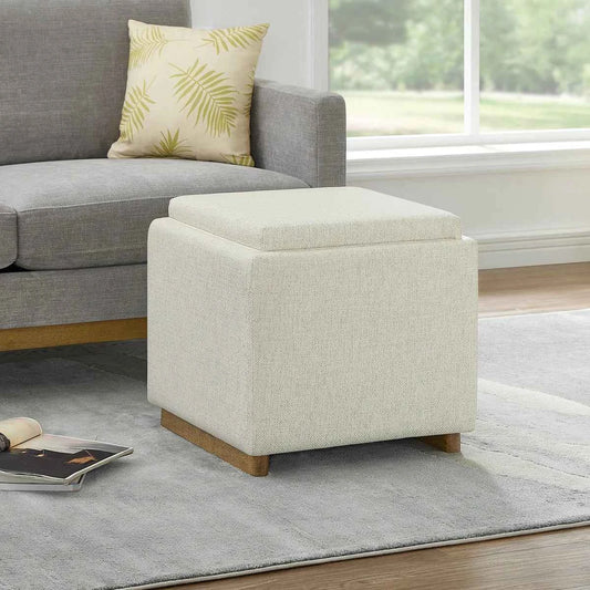 Thomasville Small Fabric Storage Ottoman – Compact Style with Hidden Storage