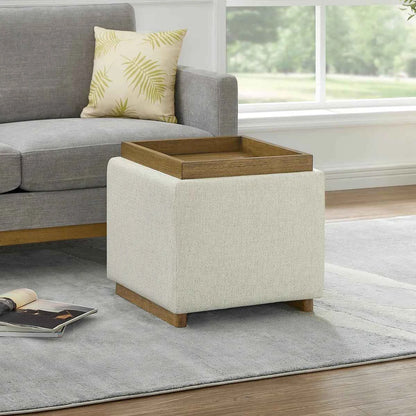 Thomasville Small Fabric Storage Ottoman – Compact Style with Hidden Storage