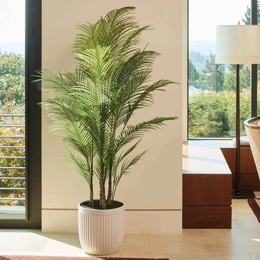 Faux Palm Tree – 2.0 m (6.5 ft.) Tall Artificial Indoor Plant with Planter
