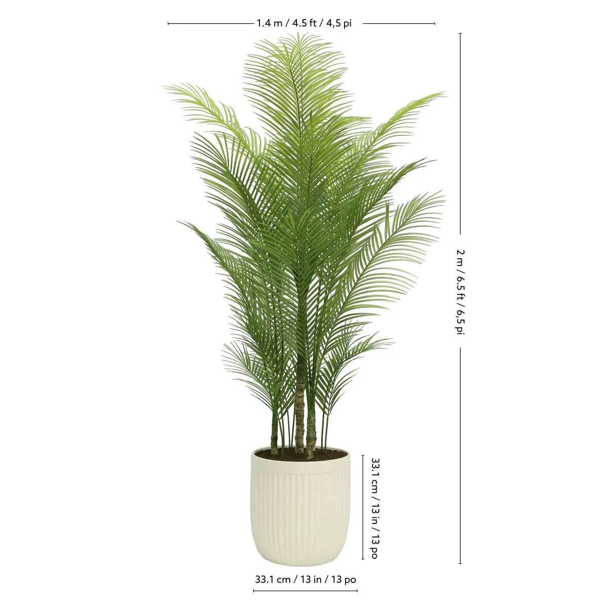Faux Palm Tree – 2.0 m (6.5 ft.) Tall Artificial Indoor Plant with Planter