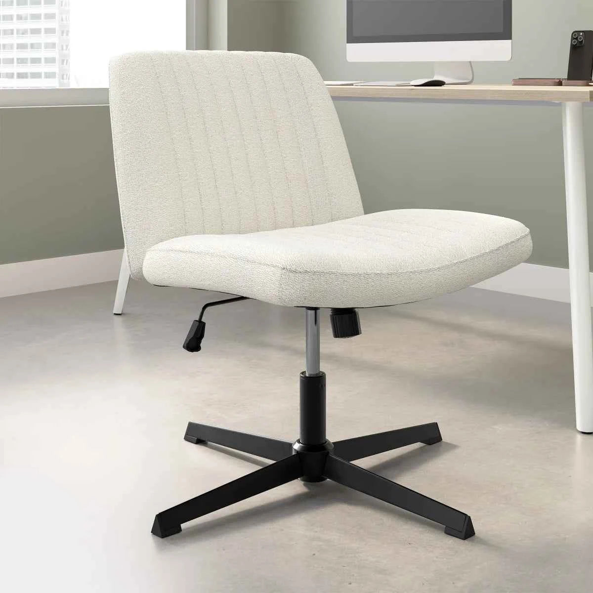 Sutton Armless Fabric Swivel Office Chair – Comfortable & Adjustable Desk Seating