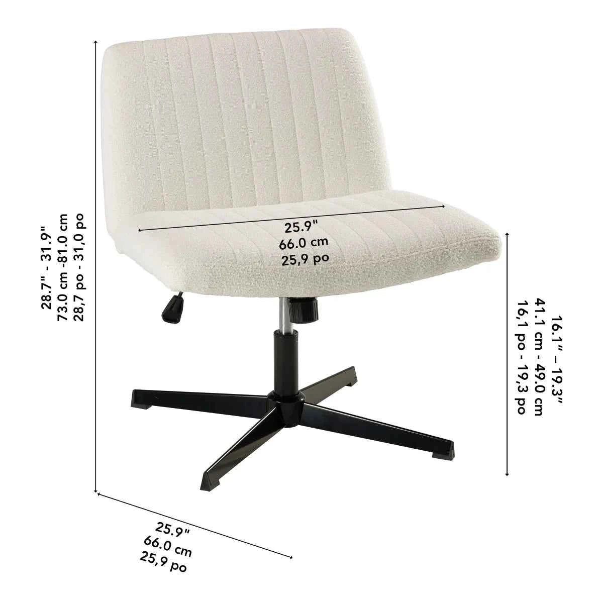 Sutton Armless Fabric Swivel Office Chair – Comfortable & Adjustable Desk Seating