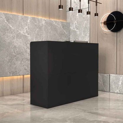 Wood Reception Desk 47.2" W Rectangular with Drawers & Cabinet – Professional Office Workspace