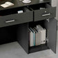 Wood Reception Desk 47.2" W Rectangular with Drawers & Cabinet – Professional Office Workspace