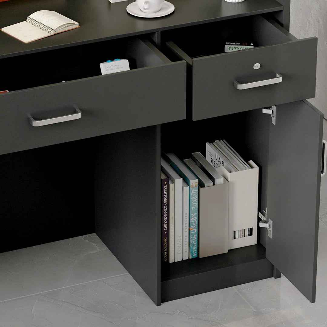 Wood Reception Desk 47.2" W Rectangular with Drawers & Cabinet – Professional Office Workspace