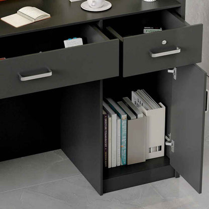 Wood Reception Desk 47.2" W Rectangular with Drawers & Cabinet – Professional Office Workspace