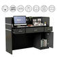 Wood Reception Desk 47.2" W Rectangular with Drawers & Cabinet – Professional Office Workspace