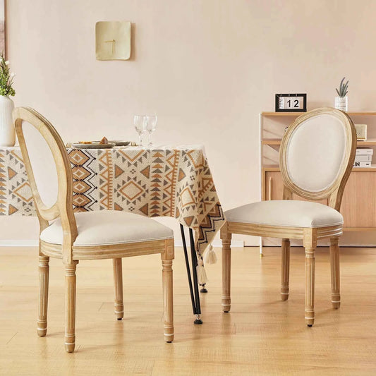 Tufted Linen Upholstered King Louis Back Parsons Chair – Elegant & Comfortable Seating