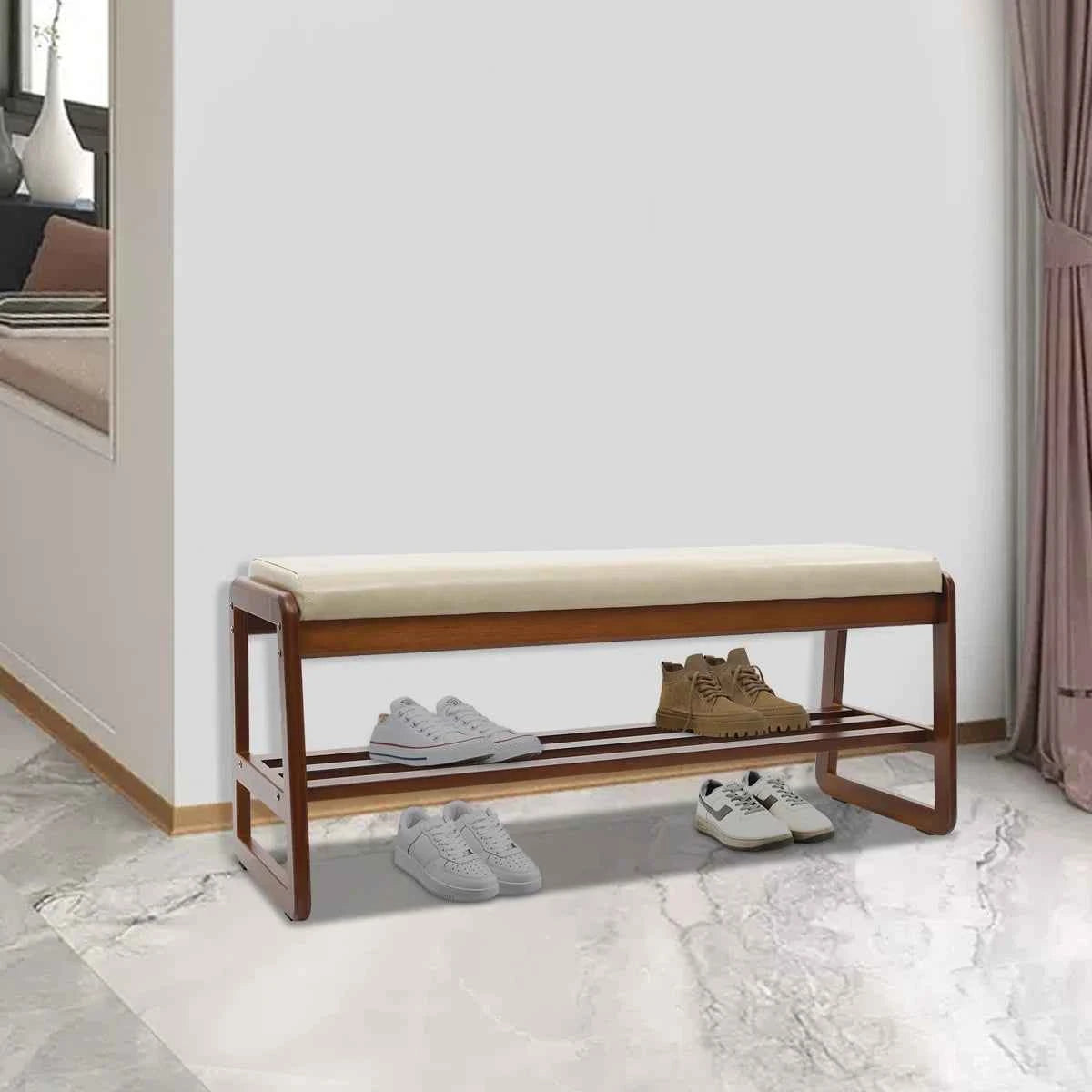 5 Pairs Shoe Storage Bench for Entryway – Space-Saving & Stylish Organizer