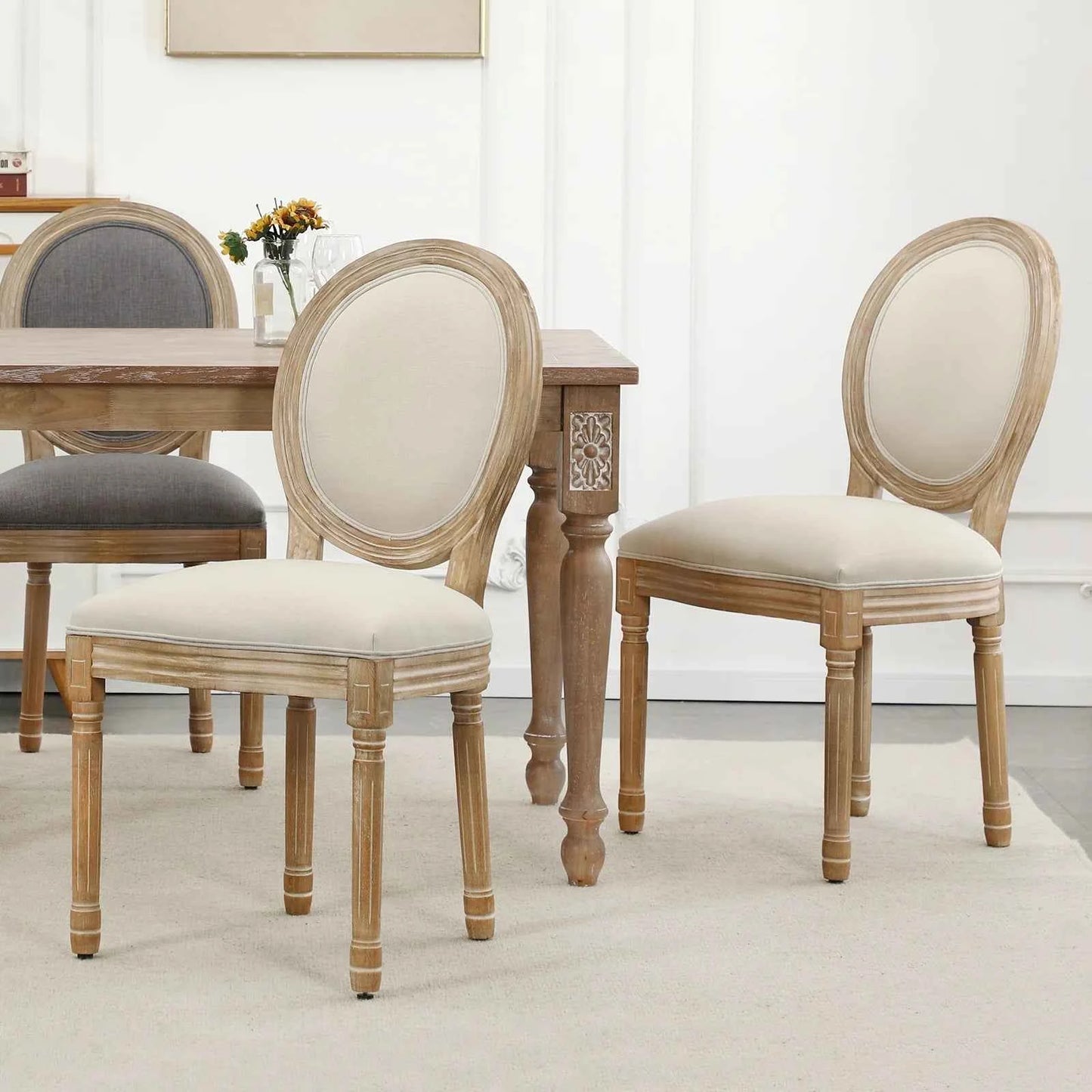 Tufted Linen Upholstered King Louis Back Parsons Chair – Elegant & Comfortable Seating