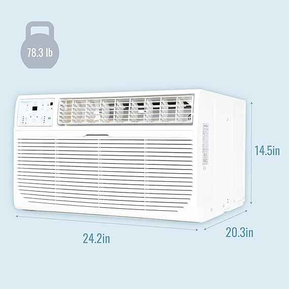 Keystone 14,000 BTU 230V Through-the-Wall Air Conditioner with 10,600 BTU Supplemental Heat – Year-Round Comfort